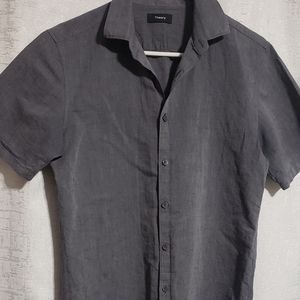 Theory Dark Gray Casual Button Down Shirt